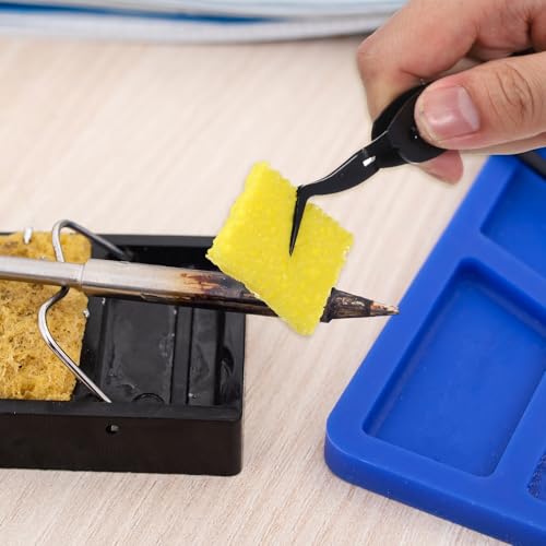 Image of 10 Pcs Soldering Iron Cleaning Sponge, 5 x 4 cm Square Replacement Solder Sponge High Temperature Sponges Solder Tips Cleaning Pads Sponges Soldering Accessories (Yellow)