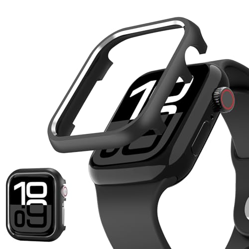 【NINKI】適用 Apple Watch 11 10 46mm 金属製 バンパー Series 10 ケース 耐衝撃性 装着簡単 シンプル 頑丈で硬いメタリック材質 カバー アップルウォッチ シリーズ 11 ケース46mm(ブラック)