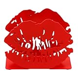 Veemoon Servilletero Metálico Diseño de Labios Rojos, Porta Pañuelos de Papel para Mesa, Dispensador Romántico para Cocina, Restaurante y Hogar, Organizador Decorativo Práctico