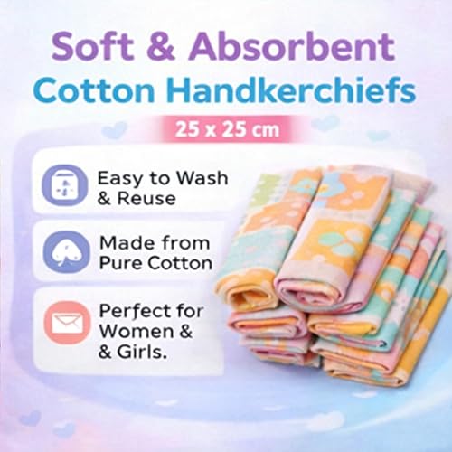 Image of ANVIK Women Check Handkerchief - Cotton Hanky, Face TowelHanky for Kids Boys Girls for School (Pack of 6 Pc)