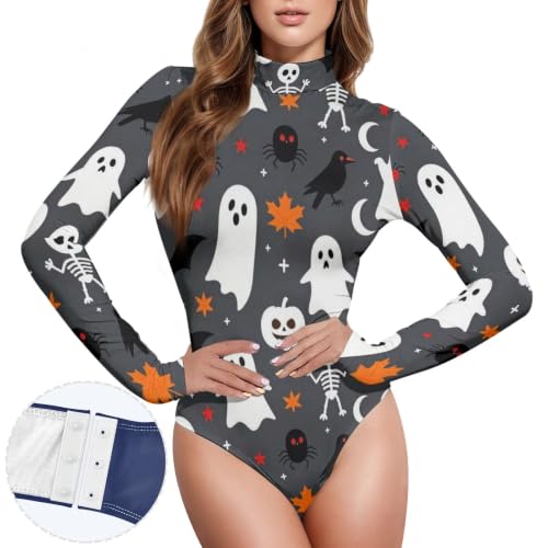 Camisetas moldeadoras para mujer GuoChe de manga larga con diseño de búho y cuello alto 2