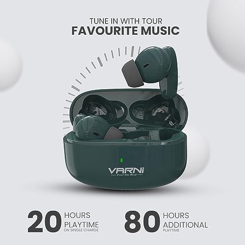 Image of VARNI Big-B Earbuds with 80Hrs Playtime,Touch Control, Lighting Fast Charging,IPX5 Bluetooth Headset (Black, True Wireless) (Green)