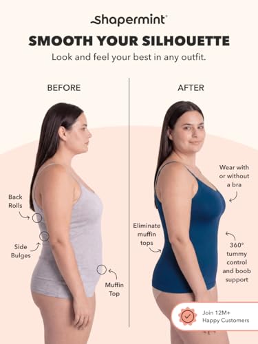 Image of SHAPERMINT Womens Tops - Scoop Neck Cami Body Shaper for Women, Shapewear Tummy Control, Camisole Tank Tops for Women
