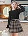 BAVADER Girls Clothes Size 6 Size 7 Plaid Skirt Set Ruffle Sleeve Knit Tops + Pleated Skirt Clothing Sets Little Girls Clothes 6t Girl Clothes 3 Piece Outfits with Belt Fall Winter Brown Plaid