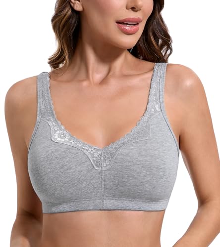 HACI Women's Comfort Cotton Bra Plus Size Everyday Non Padded Wirefree Lace Floral2