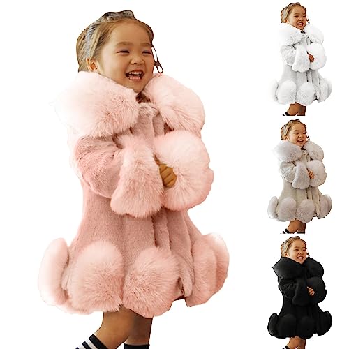 Baby Girls Faux Fur Teddy Long Coat Sherp𝐚 Fleece Jacket Toddler Kids Shaggy Windproof Winter Warm Outwear