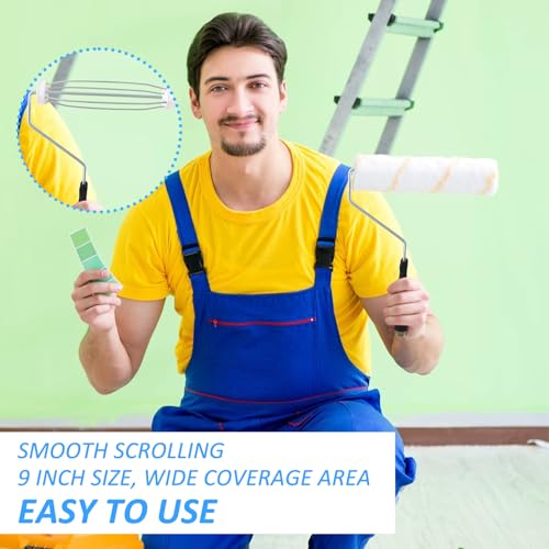 15 Pcs 9 Inch Paint Roller Painting Roller Frame 5 Wire Brush Supplies for Wall House Homes