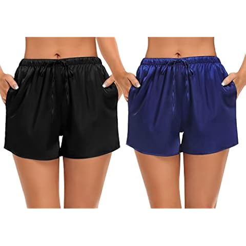 SWOMOG Womens Silk Pajama Shorts Cover