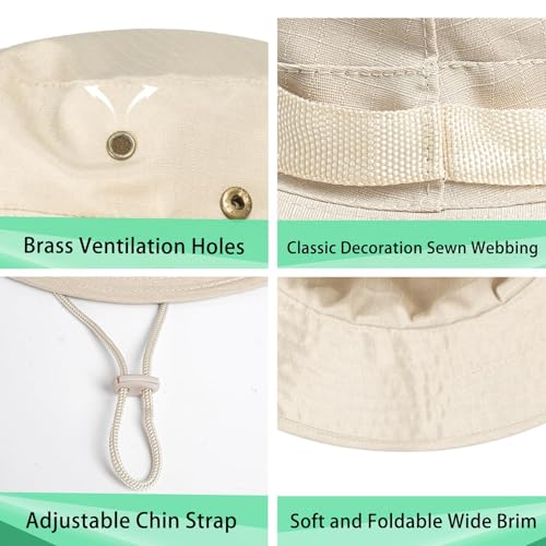 Image of Sun Hats for Men Women Boonie Hat UPF 50+ Bucket Hat Wide Brim UV Protection Fishing Hiking Safari Outdoor Hats