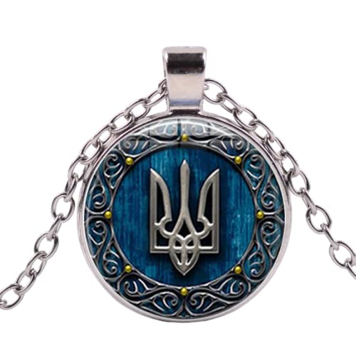 Ukraine Trident - Keychains Handmade Glass Cabochon Alloys - Ukraine Gifts - Ukrainian Jewelry