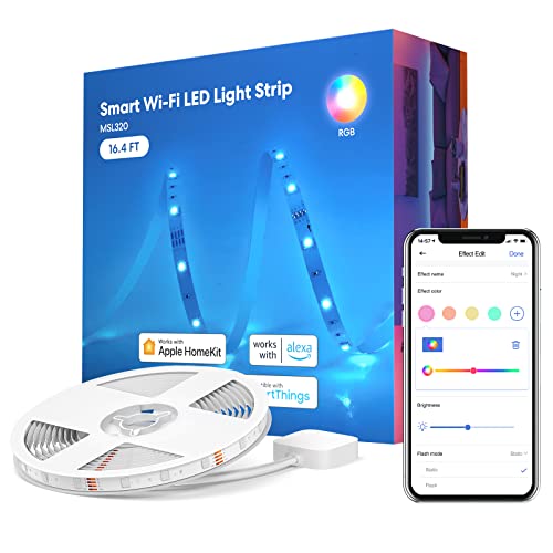 Image of Meross Smart LED Strip Lights, 16.4ft WiFi Strip Work with Apple HomeKit, Alexa, Google Home, and SmartThings, 16 Million Colors with App Control and RGB LED Lights for Bedroom, Living Room, Kitchen