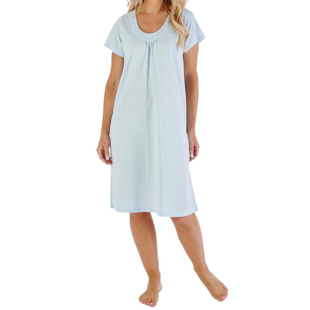 Slenderella Jane Short Sleeve 42 Inch Cotton Nightdress (20/22, blue)