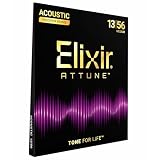 Elixir Strings Attune Phosphore Bronze pour guitare acoustique, Un son net et précis, avec une longévité sonore inégalée et un toucher naturel   Jeu de 6 cordes, Medium 13 56