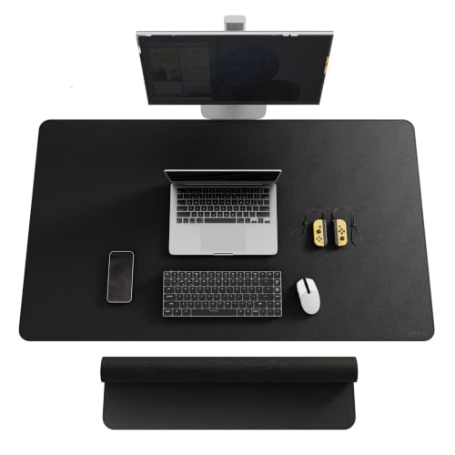 Mydours Tappetino da Scrivania in Pelle, 120x70cm Tappetino per Mouse da Gaming Grande Impermeabil, Tappetino da Scrittura per Ufficio e Casa (Nero)