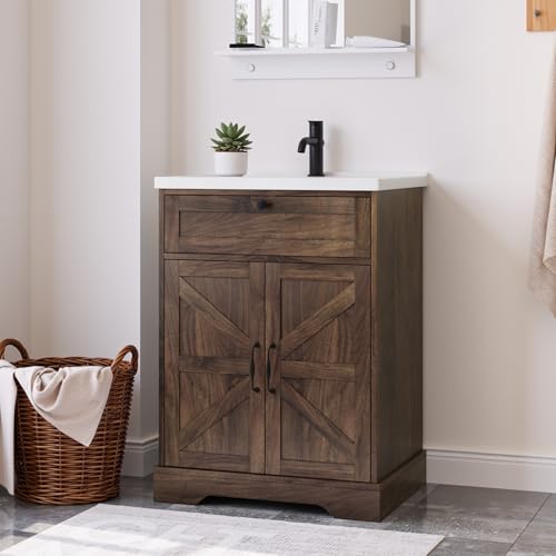 Smart FENDEE 24" Bathroom Vanity with Ceramic Sink, Farmhouse Bathroom