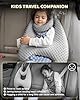 Memory Foam Kids Travel Pillow, Car Pillow for Kids, H-Shape Car Pillows for Sleeping, Removable Pillowcase, Adjustable, Velvet Dots, Grey #3