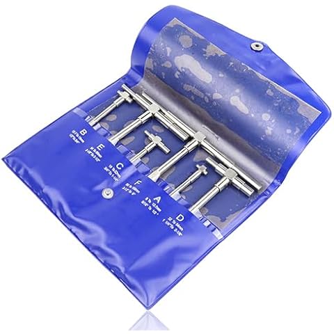 E-Found 6 Pc Telescoping Gage Set, 5/16" - 6" Range, T-Bore Hole Gauges w/Pouch, High Precision Telescopic Bore Gauge T-Gage Set Cover
