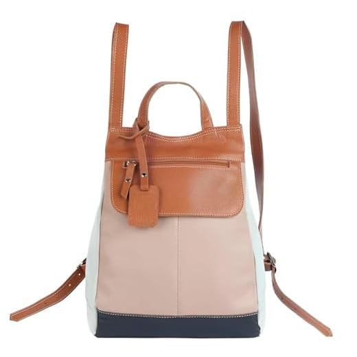 Mochila Feminina de Couro Legítimo Maluzinha – Compacta, Resistente e Elegante com 6 Bolsos, Bolso Antifurto e Alças Ajustáveis – Ideal para Trabalho, Passeios e Viagens (Tons Terrosos)