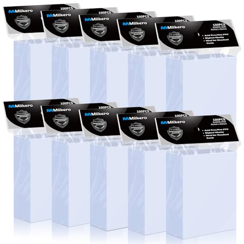 Mlikero 1000 Pcs Clear Card Sleeves, Standard Size Trading Card Sleeves Cards Protector Fit for MTG Football, Sports