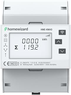 kWh Meter WLAN 3-Phasen, MID-zertifiziert, 35mm DIN-Schiene, 100A 230V, Einspeisezähler Solar Balkonkraftwerk, Grau