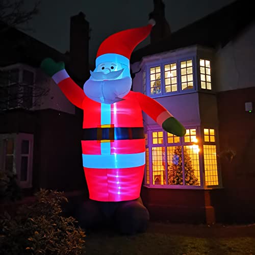 Samuel ALEXANDER GIANT: 20ft (6m) Outdoor Inflatable Lit Christmas Santa with Raised Arm & 28 LEDs