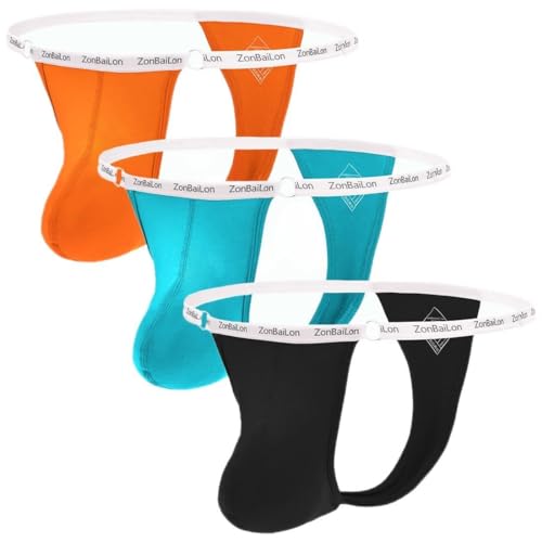 JINSHI Men's Bamboo Viscose Thong Adjustable Waistband Sexy T-back Tagless Underwear