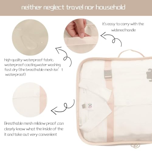 Image of Travel Organizer 7 in 1 Travel Laundry Cosmetics Luggage Packing Organizers Set Makeup Bags Organizer Packing Cubes with Shoe Bag for Travel, Nylon( Organiser Bag,Grey) (Organizer Bag-, Beige-)