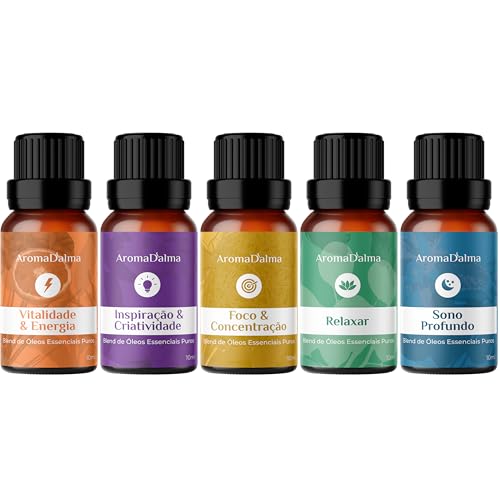 Kit Completo Blends Puros de Óleos Essenciais - 5 Blends Naturais...