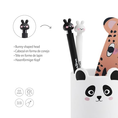 Back2Fun - Mechanical pencil for children with bunny on top, includes 12 leads 2B, fun children's stationery, pencil holder 0.5 mm, designed for school pencil case or as a gift - Image 4