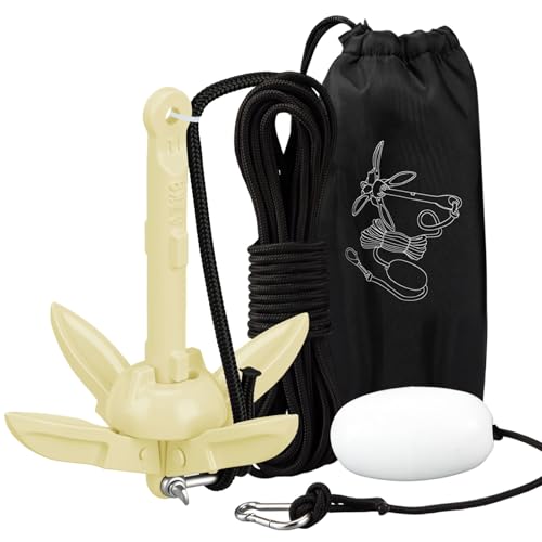 Image of MorningRo 1 Pack 1.5 /3.5 lb Marine Kayak Anchor Kit with 40ft Rope and Buoy Folding Grapnel Boat Anchor Kit Kayak Fishing Accessories for Small Boats, Canoe, SUP Paddle Boards