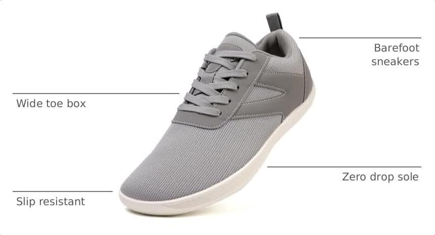 Image of Men's Women's Wide Minimalist Toe Box Walking Shoes,Zero Drop Sole,Barefoot Sneakers for Men and Women