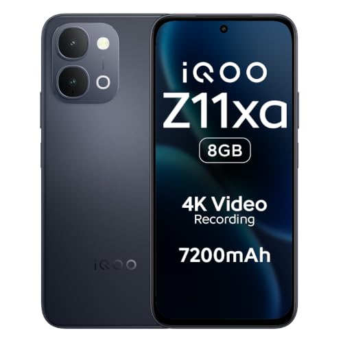 Image of iQOO Z11xa 5G (Titan Black, 8GB RAM, 128 GB Storage) | Massive 7200mAh Battery | Dimensity 7400 Turbo Processor | OriginOS 6 with 4 Years of Security Updates*
