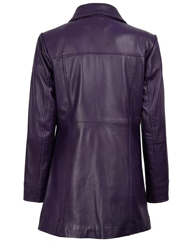 Image of Blingsoul Women's Lambskin Leather Car Coat - Vintage Real Long Leather Jacket for Women