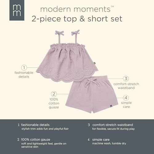 Image of Modern Moments by Gerber Baby Girls' 2-piece Gauze Top & Short Set