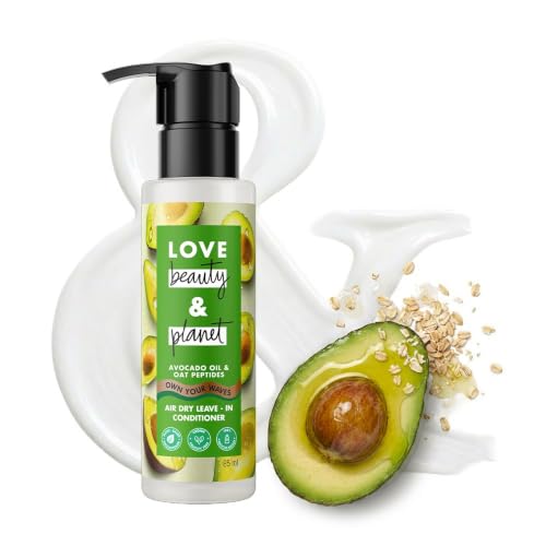 Image of Love Beauty & Planet Avocado Oil & Peptide Waves Leave-In Conditioner for Frizz Control, Zero Crunch, Lightweight Formula