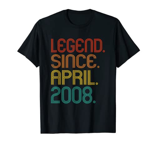 Legend Since April 2008 Year Of Birth Vintage Birthday Idea Camiseta