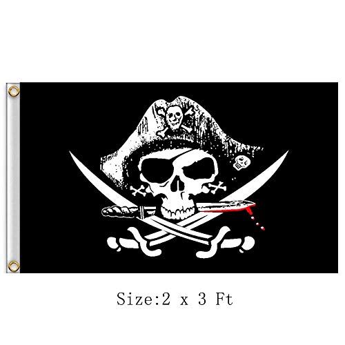 Vlalin Pirate Flag, 2 Pcs 2' X 3' Skull And Crossbones Jolly Roger Flag For Outdoor #TOP1