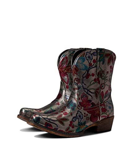 Image of ROPER Womens Ingrid Floral Metallic Snip Toe Casual Boots Ankle Low Heel 1-2 inch
