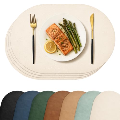 Homaxy Oval Heat Resistant Placemats Set of 4, Beige