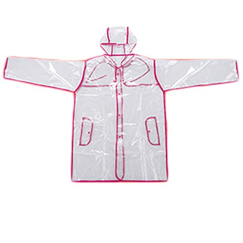 HMJ Poncho Transparent Raincoat Waterproof Outdoor Hooded Poncho One Size Rose Red