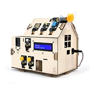 KEYESTUDIO IOT ESP32 Smart Home Starter Kit for Arduino and Python,Electronics Home Automation Coding Kit, Wooden House DIY Sensor Kit,STEM Educational Set for Adults Teens 15+