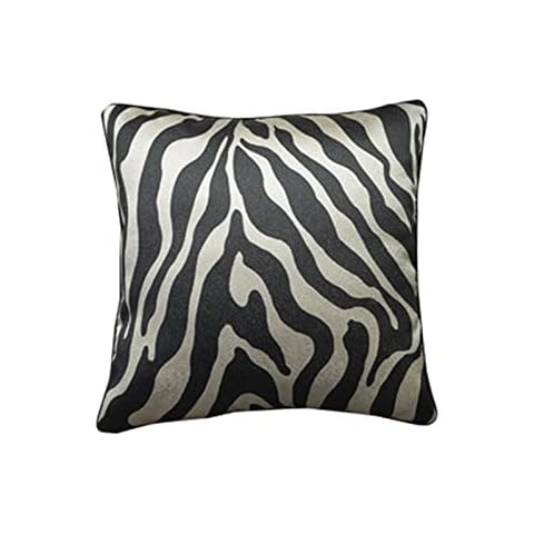 KnSam Home Cushion Cover 45 x 45 cm, Black Grey Lounge Cushion Set in Linen with Zebra Pattern for Bedroom Sofa Office Decorative Cover Soft Comfortable Breathable 1 Piece Cover