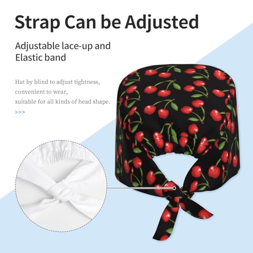 Image of Working Cap Scrub Cap with Sweatband Adjustable Unisex Women Tie Back Hat Nurse Surgical Caps