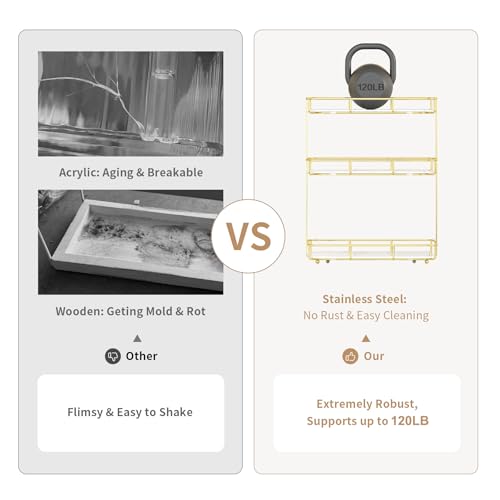 Image of Bathroom Organizer Countertop Perfume Organizer Makeup Organizer Cosmetics Storage Display Rack Vanity Tray Dresser Stainless Steel Gold Shelf White Marble Ceramic Tray