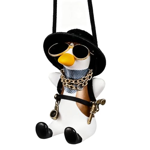 ChilArt Swinging Duck Car Hanging Ornament Cute Duck Figurine Rear view Mirror Accessories Car Mirror Hanging Accessories for Men Women Teens Cute Truck Car Gifts Pendant Charm Decor