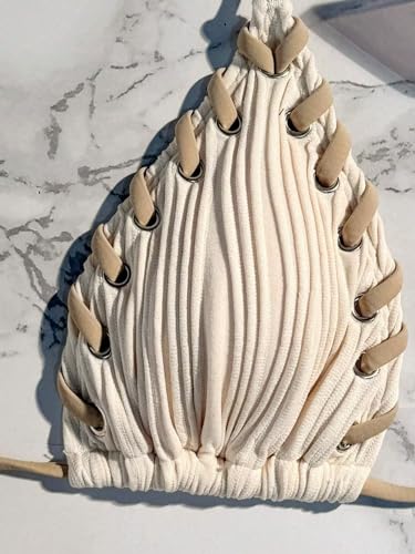 Women's High Waisted Bathing Suit Shell Decor Tie Back Swimsuit Bikini Set 2 Piece3