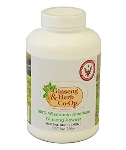GINSENG & HERB CO-OP A WISCONSIN GROWER COOPERATIVE - USA Suplemento fitoterápico de ginseng americano de Wisconsin em pó 100% puro — 224 g