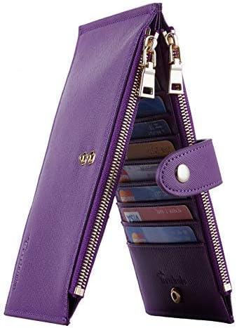 Travelambo Cartera para mujer con bloqueo RFID y bolsillo con cremallera Cartera RFID