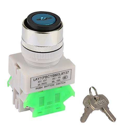 Candeon Interruptor giratorio con llave de 220 V y 3 posiciones, interruptor con llave de montaje de 22 mm, LAY37-20Y/31 con 2 llaves