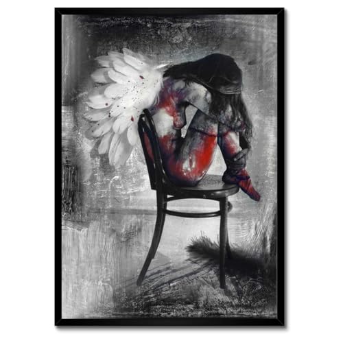 Poster dans un cadre blanc Angelic Longing 50 x 70 cm
